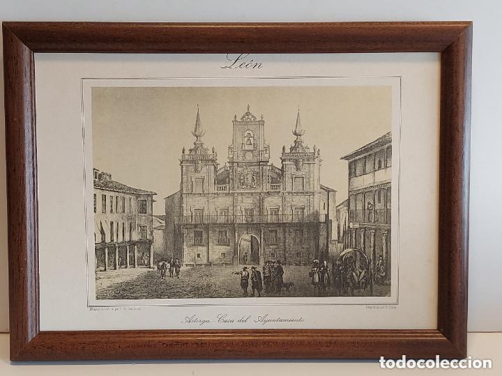 Arte: LITOGRAF&Iacute;A ASTORGA (LE&Oacute;N) | CASA DEL AYUNTAMIENTO | PARCERISA | ENMARCADA | 33X24,5 CM