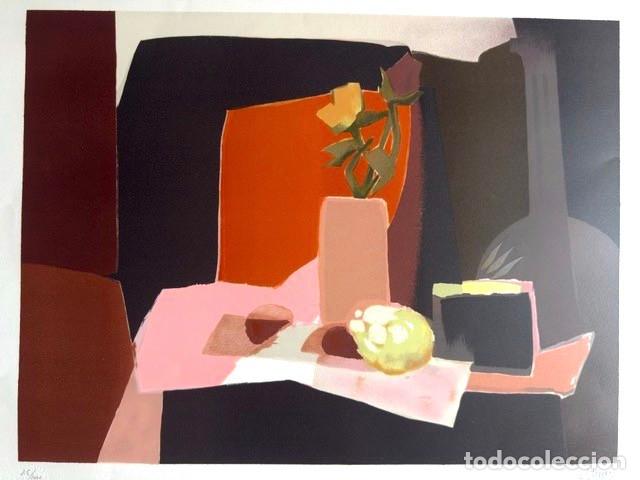 Arte: Lithographie originale &ndash; Nature morte cubisante au vase &ndash; Atelier Mourlo