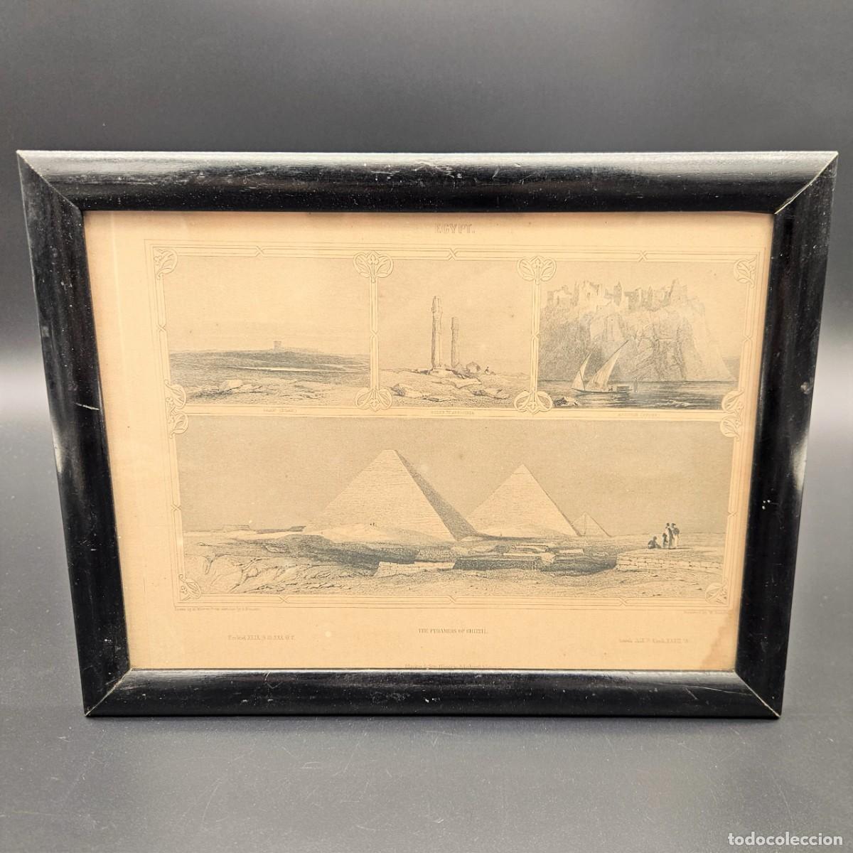 Arte: Antigua ltograf&iacute;a de las pir&aacute;mides de Giza. 1850 - 1900