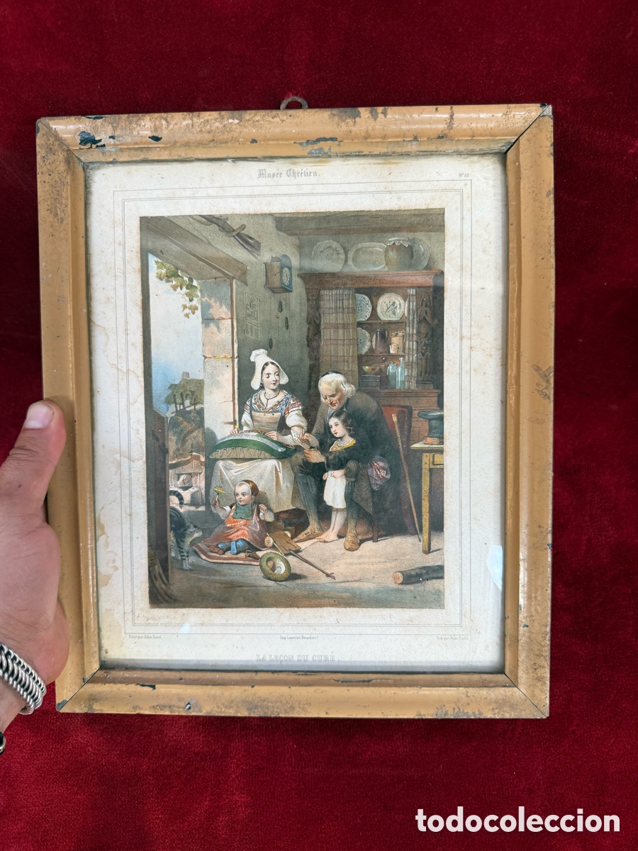 Arte: Antigua litografia firmada Jules David,siglo XIX