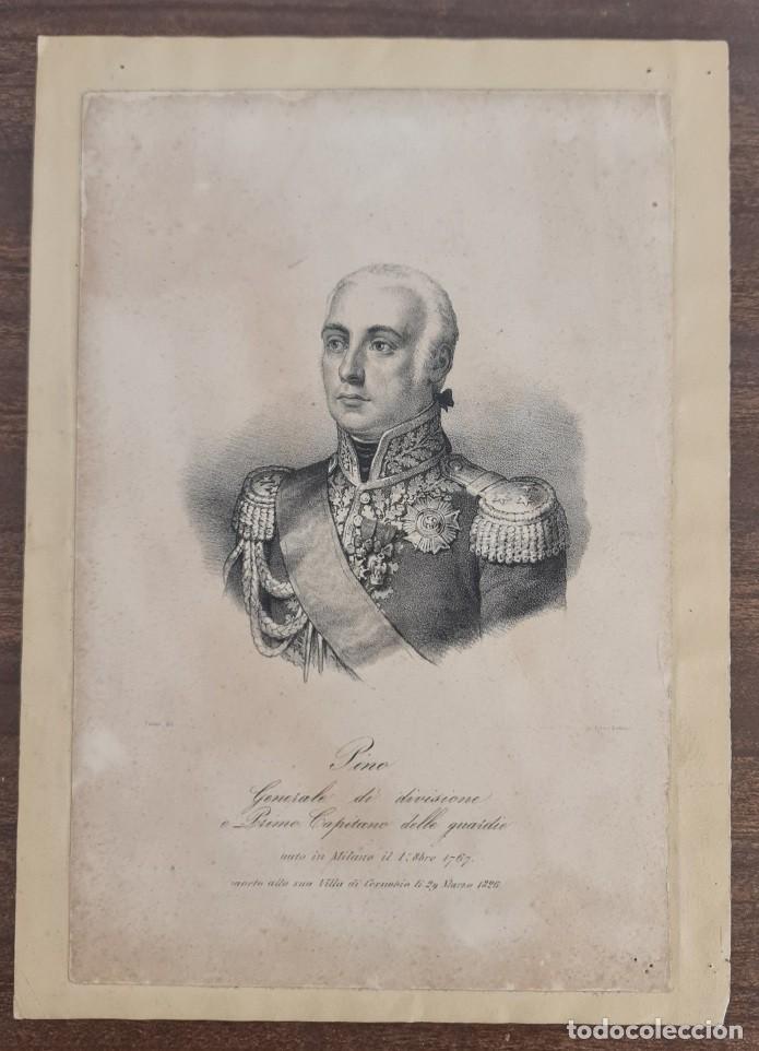 Arte: Litografia Original Retrato del General Domenico Pino &middot; Roberto Focosi / Lit. Corbetta