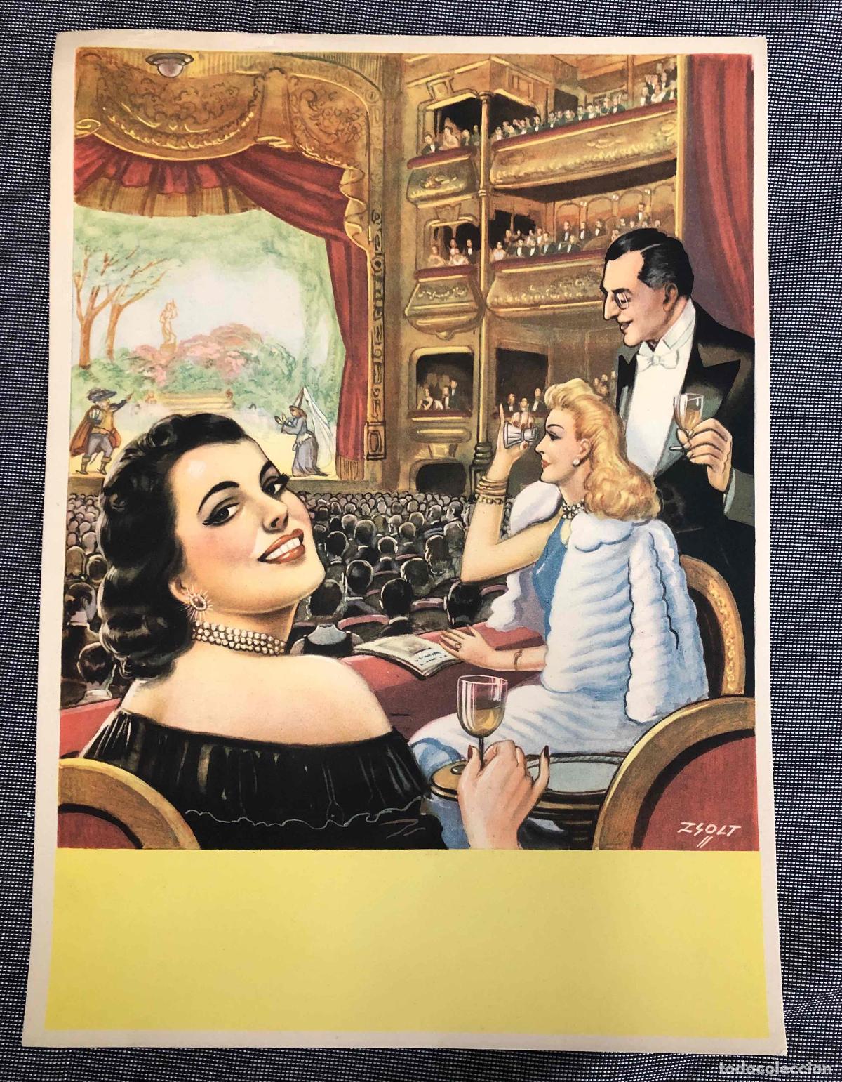Arte: LITOGRAFIA CON ESCENA EN TEATRO DEL ARTISTA G&eacute;za Zsolt. C.1940