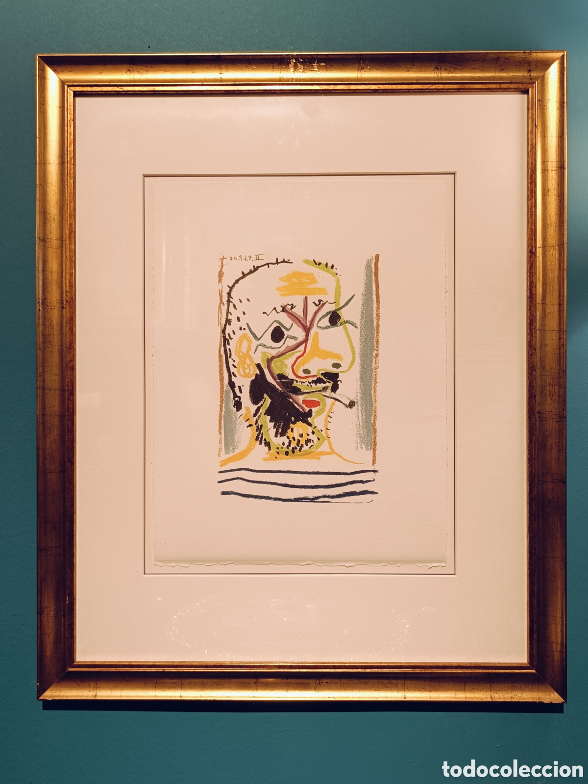 Arte: PABLO PICASSO. LITOGRAFIA. EL GUSTO POR LA FELICIDAD. FECHADA EL 20.5.64 ll . 25 &times; 33 cm