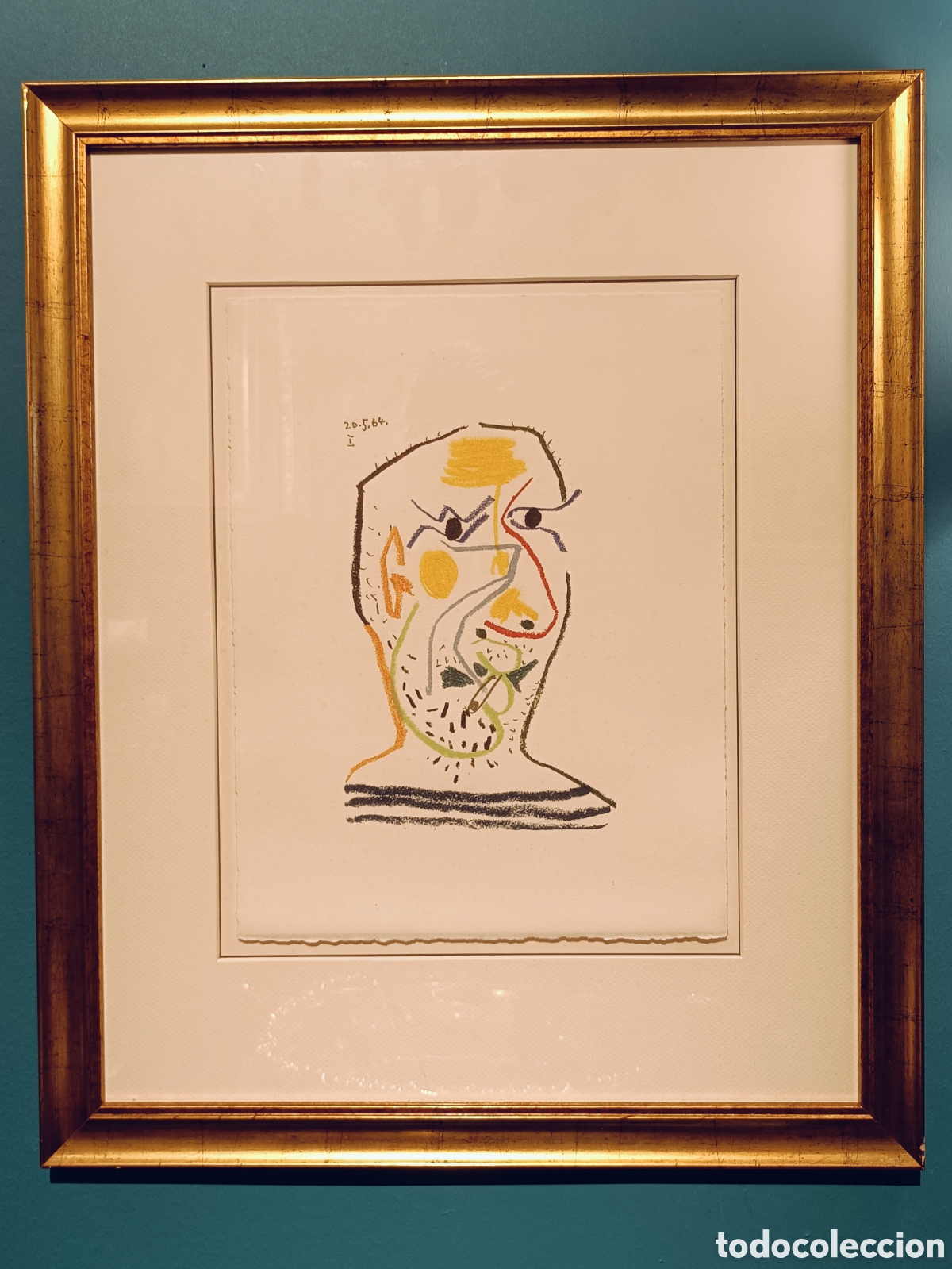 Arte: PABLO PICASSO. LITOGRAFIA. EL GUSTO POR LA FELICIDAD. FECHADA EL 20.5.64 l . 25 &times; 33 cm
