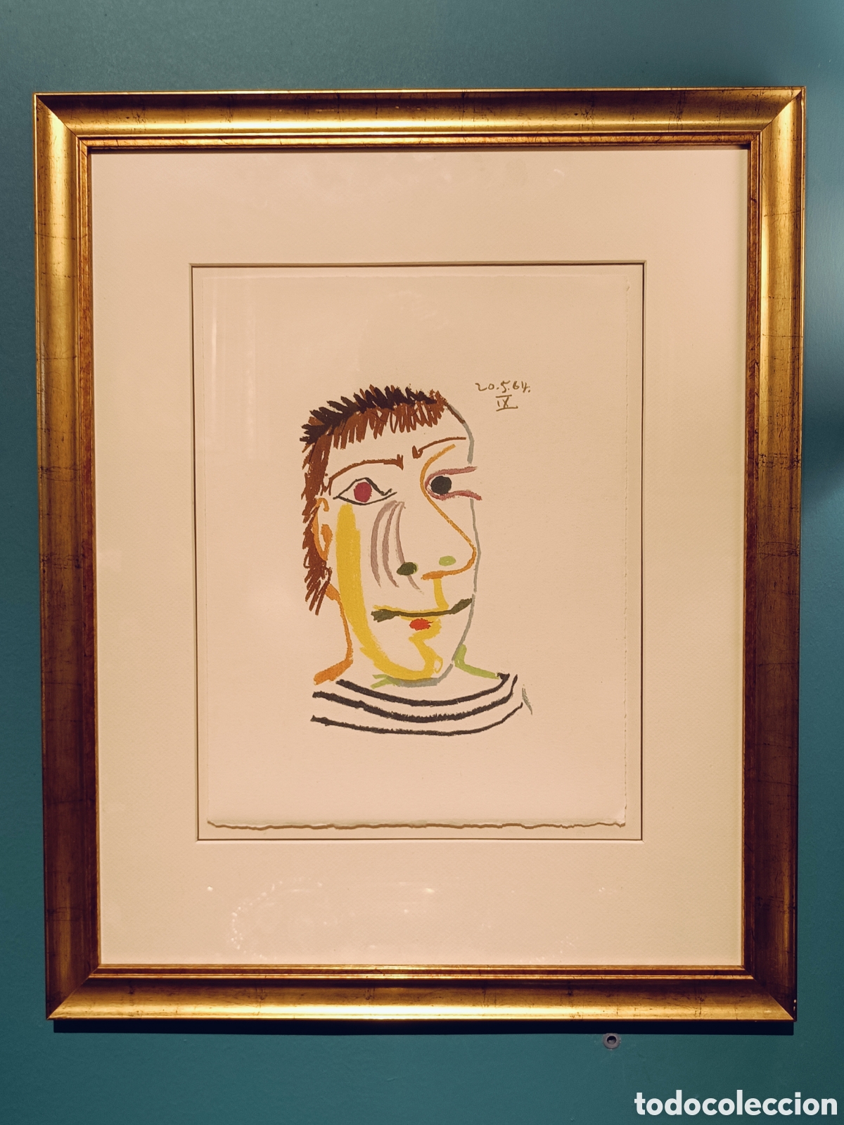 Arte: PABLO PICASSO. LITOGRAFIA. EL GUSTO POR LA FELICIDAD. FECHADA EL 20.5.64 lX . 25 &times; 33 cm