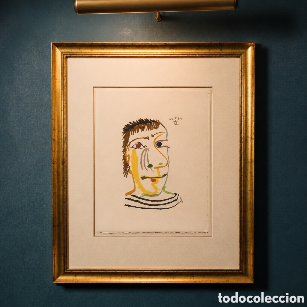 Arte: PABLO PICASSO. LITOGRAFIA. EL GUSTO POR LA FELICIDAD. FECHADA EL 20.5.64 lX . 25 &times; 33 cm