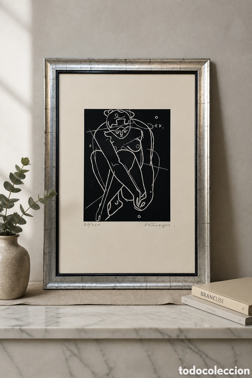 Arte: EMIL KRIEGER. DESNUDA FEMENINA SENTADA, LITOGRAF&Iacute;A, 1963, FIRMADA Y NUMERADA A LAPIZ. 20/120