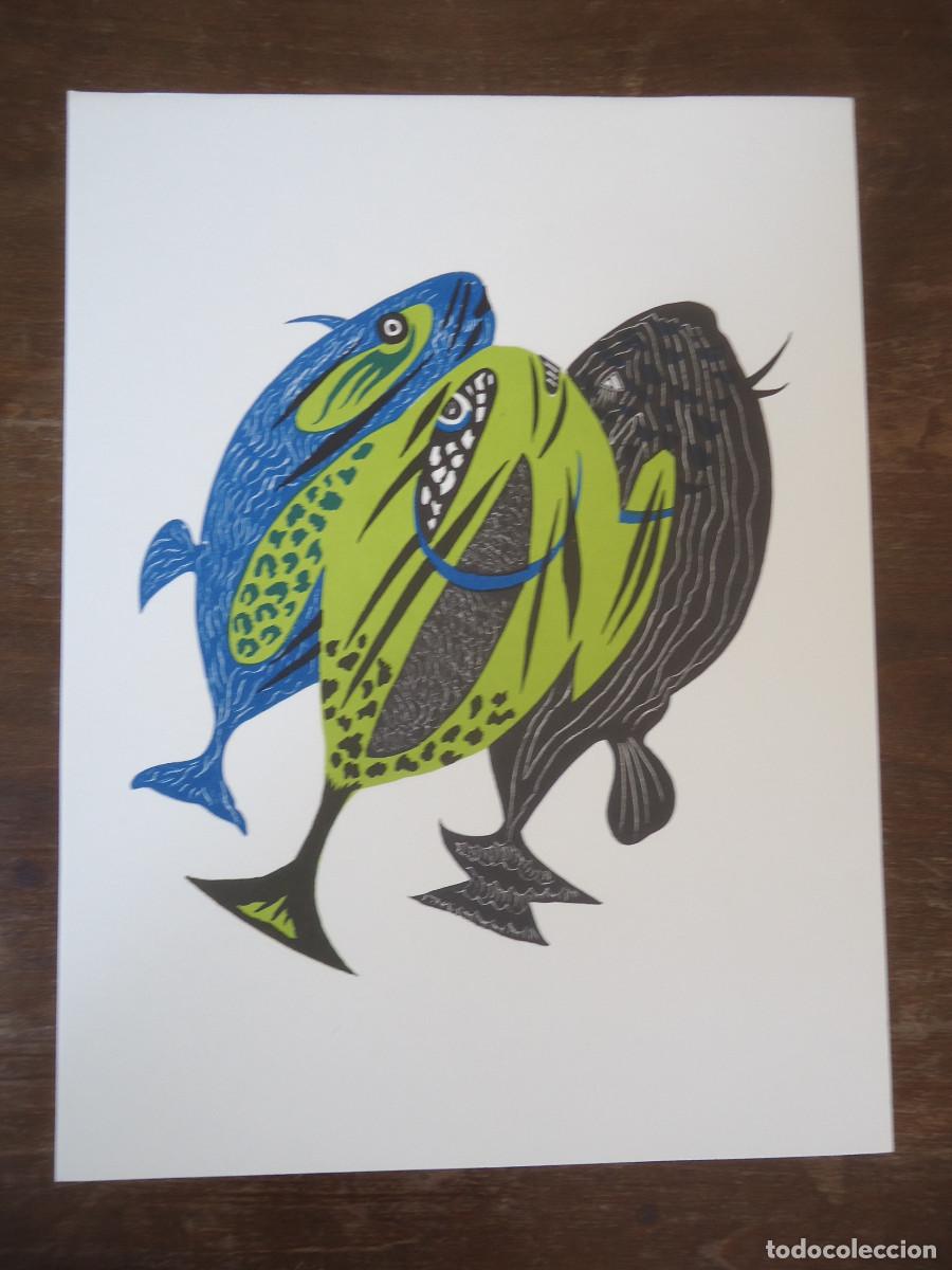 Art: Jean Lur&ccedil;at. G&eacute;ographie animale. Triplettes du Canada. Litograf&iacute;a en papel velin.