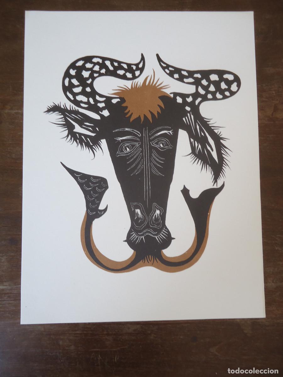 Arte: Jean Lur&ccedil;at. G&eacute;ographie animale. Taureau-sirene d&acute;Aden. Litograf&iacute;a en papel velin.