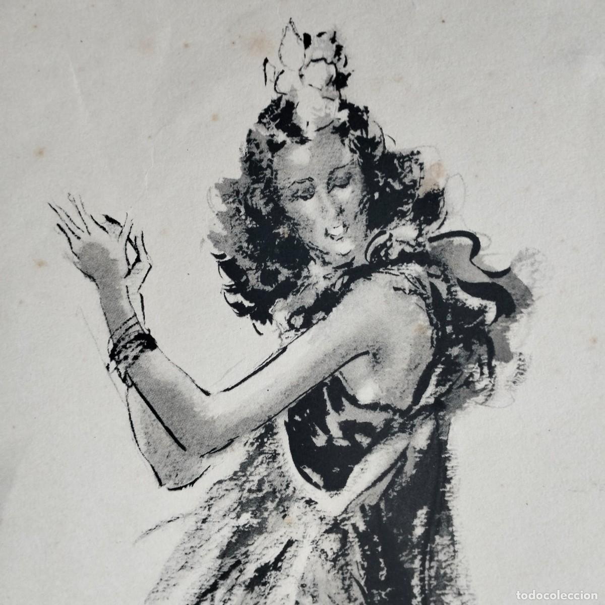 Kunst: PERE CLAPERA. BAILAORA. CARMEN AMAYA JOVEN. SERIGRAFIA O LITOGRAFIA SOBRE PAPEL. MEDIADOS S XX.