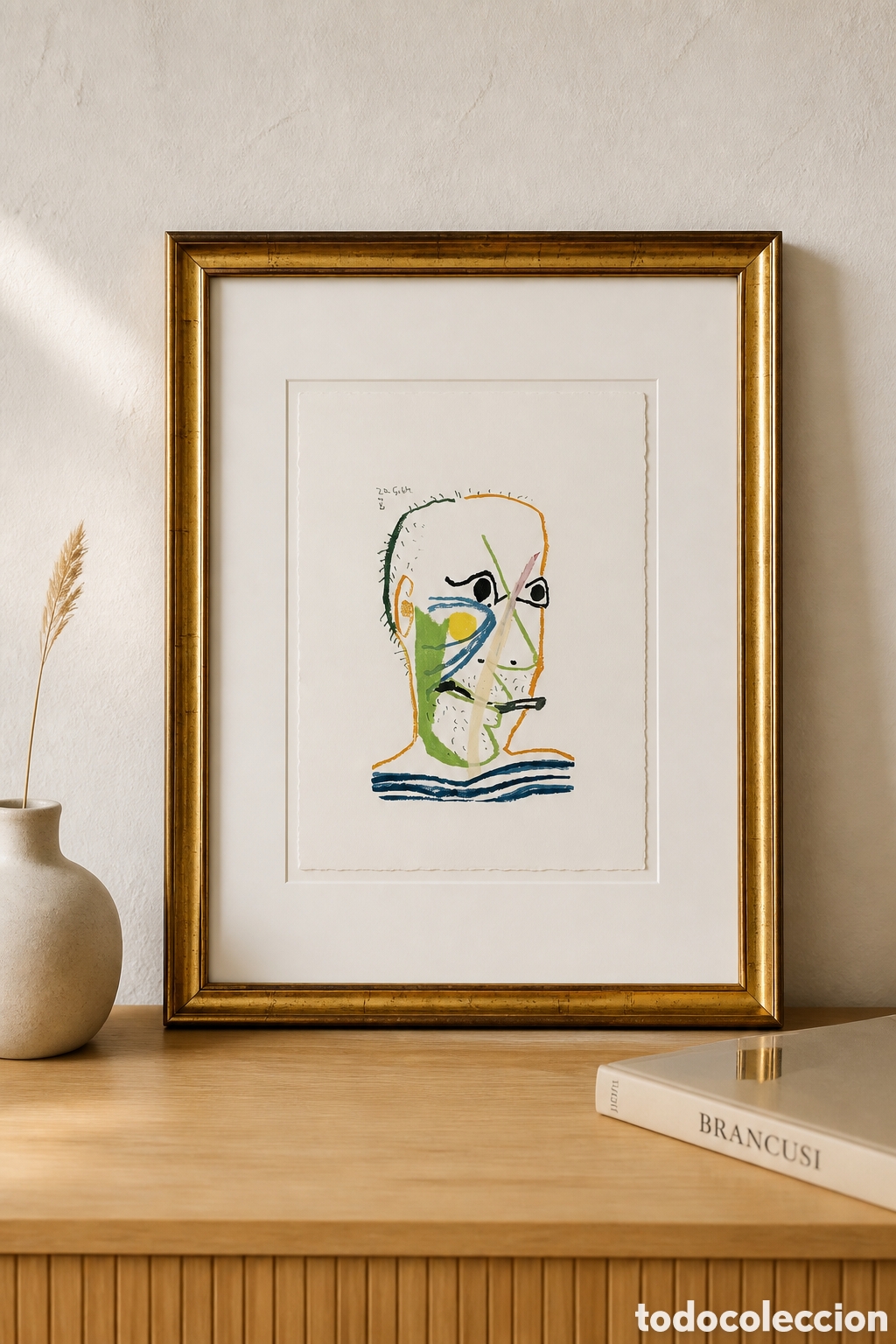 Arte: PABLO PICASSO. LITOGRAFIA. EL GUSTO POR LA FELICIDAD. FECHADA EL 20.5.64 V . 25 &times; 33 cm