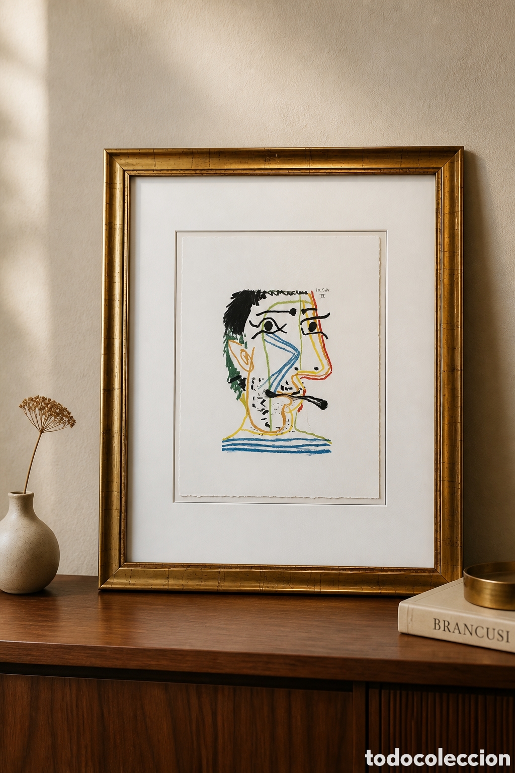 Arte: PABLO PICASSO. LITOGRAFIA. EL GUSTO POR LA FELICIDAD. FECHADA EL 20.5.64 Vl . 25 &times; 33 cm
