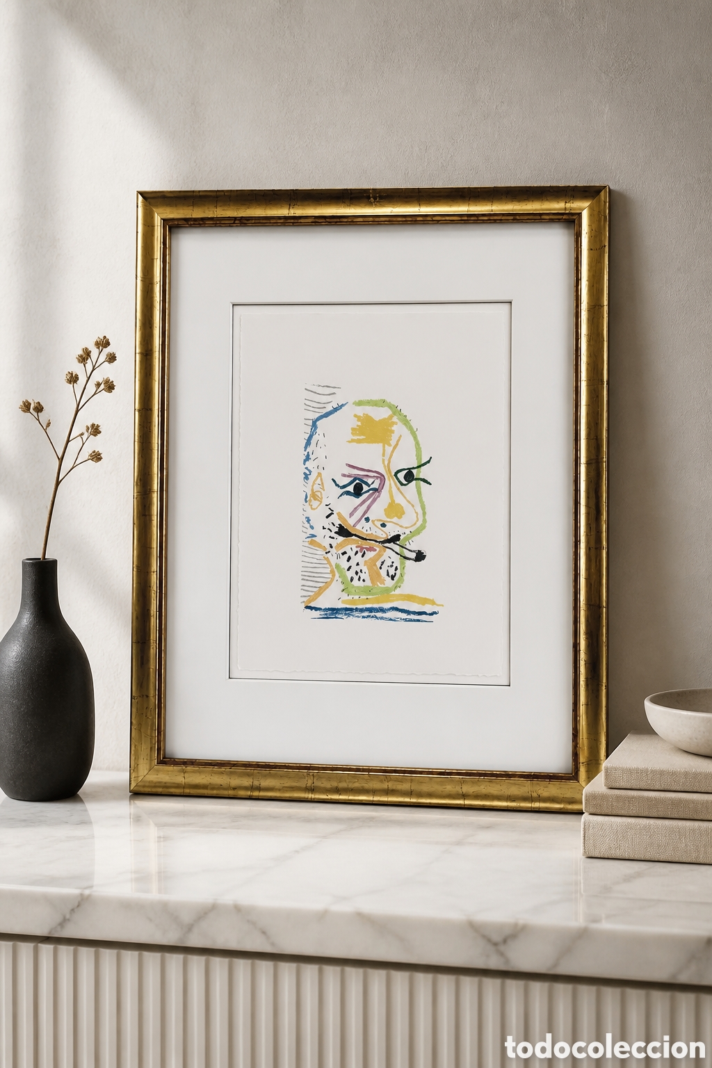 Arte: PABLO PICASSO. LITOGRAFIA. EL GUSTO POR LA FELICIDAD. FECHADA EL 20.5.64 Vll . 25 &times; 33 cm