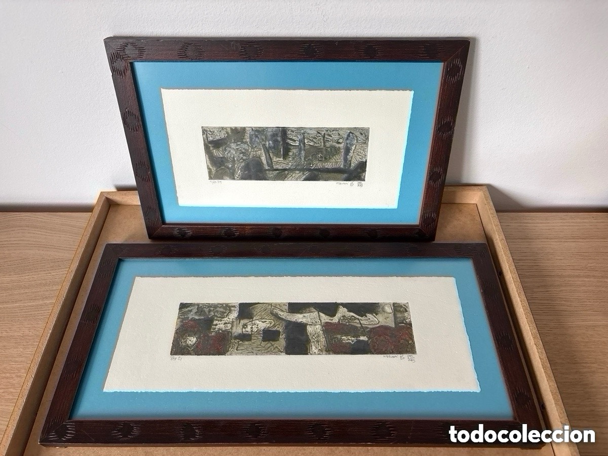 Kunst: Pareja de litograf&iacute;as numeradas a identificar (A8)