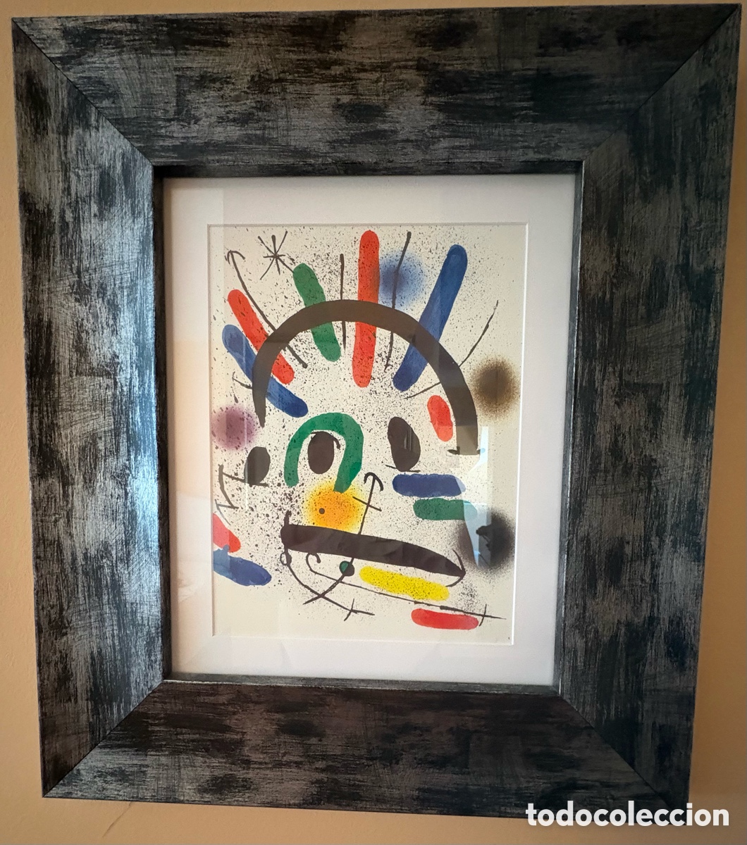 Arte: Litograf&iacute;a de Joan Mir&oacute; enmarcada - Foto 1