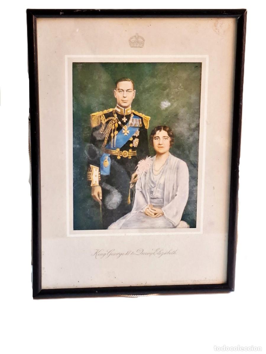 Art: RETRADO DE CORONACION DE LOS REYES JORGE VI E ISABEL DE INGLATERRA- LITOGRAFIA VINTAGE 1937 32X23 CM