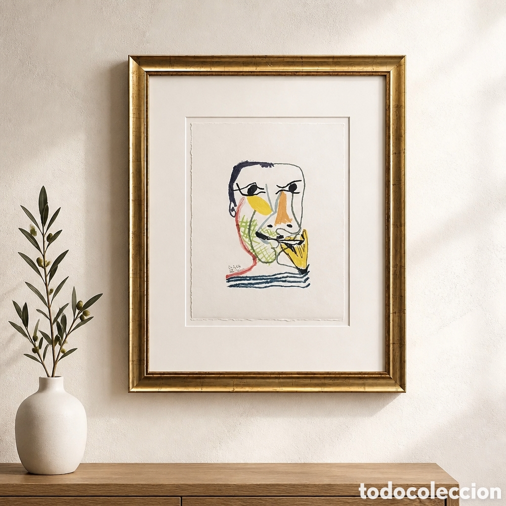 Arte: PABLO PICASSO. LITOGRAFIA. EL GUSTO POR LA FELICIDAD. FECHADA EL 20.5.64 lV . 25 &times; 33 cm
