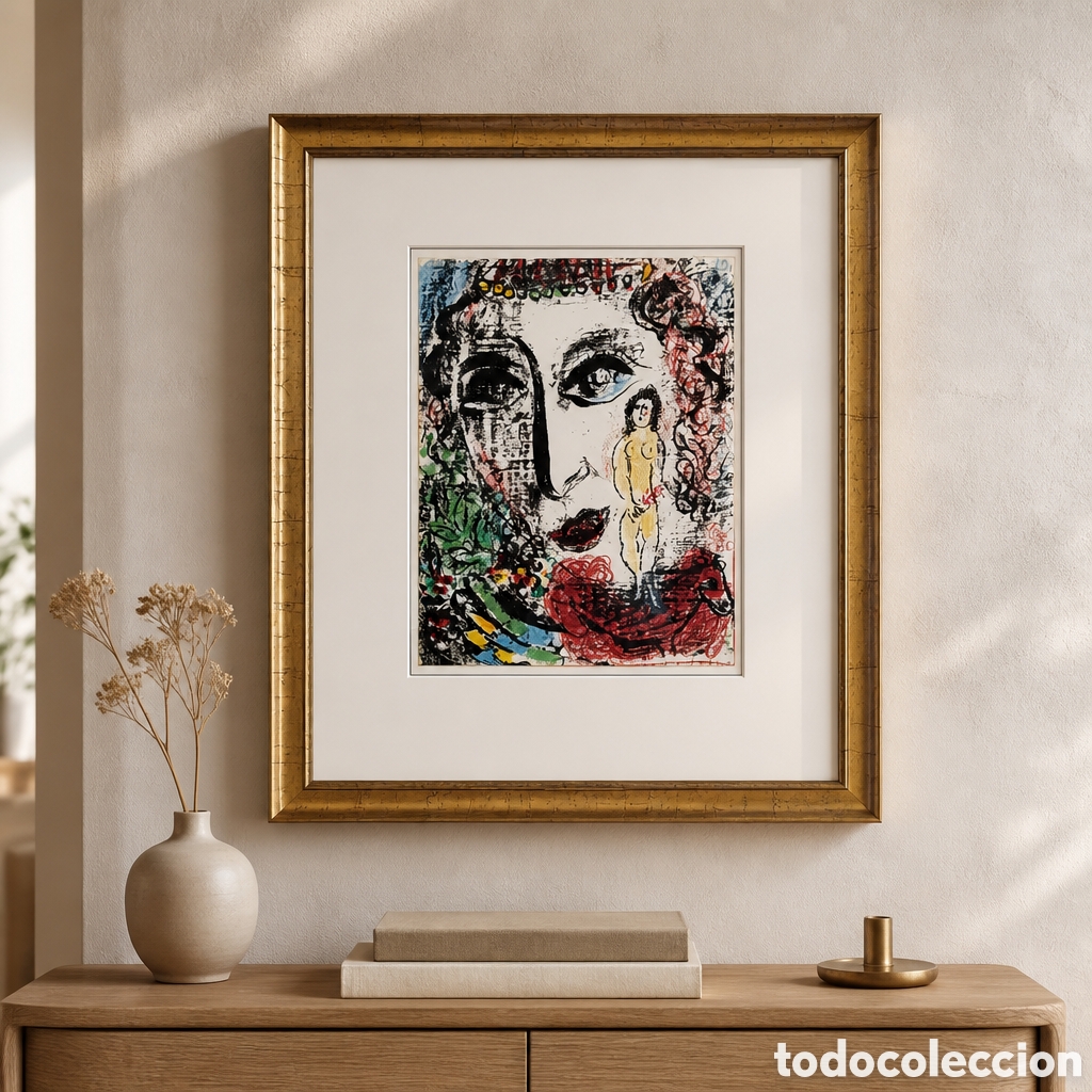 Arte: MARC CHAGALL . LITOGRAFIA . A&Ntilde;O 1963. MEDIDAS OBRA 32&times;24 cm . CON MARCO 55&times;45 cm