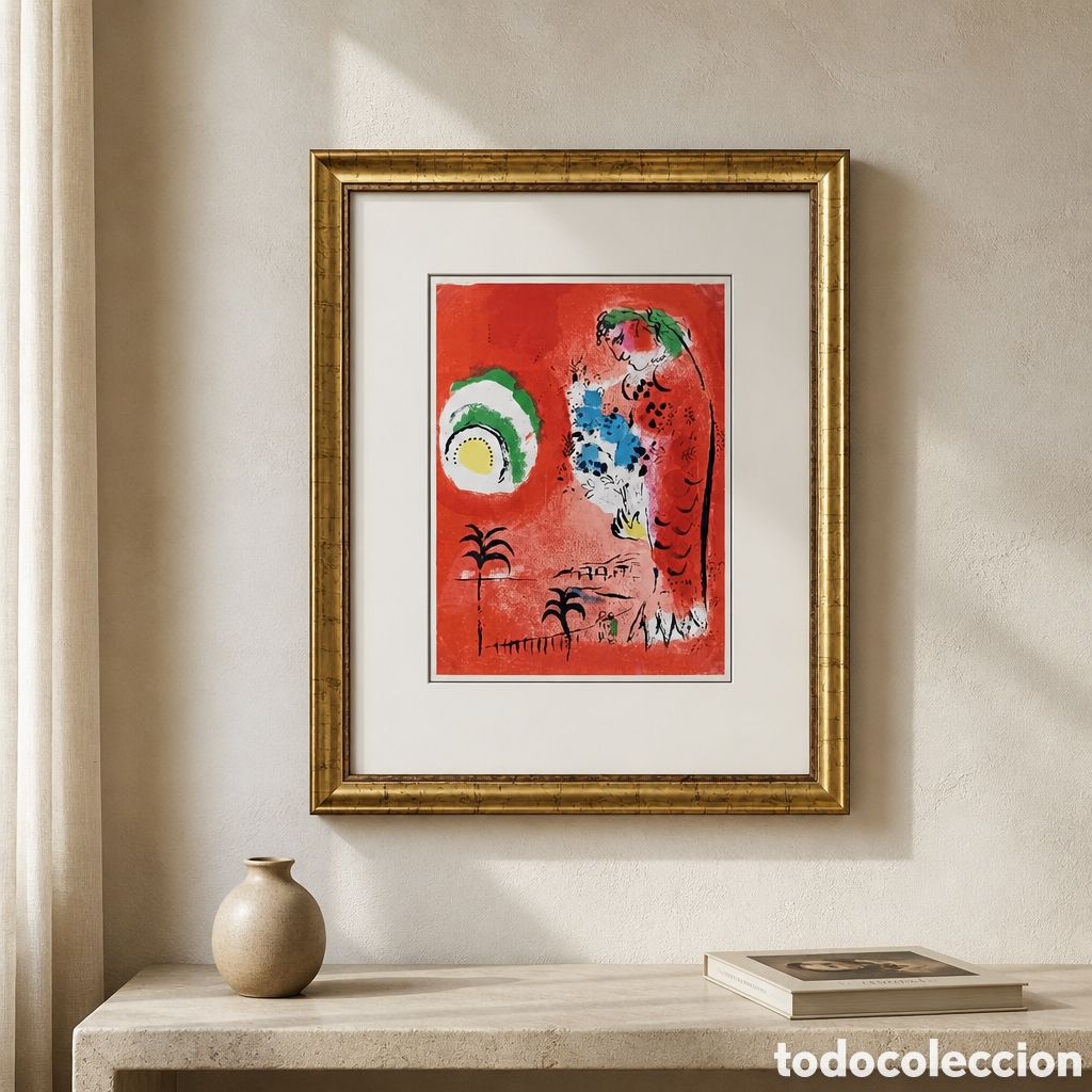 Arte: MARC CHAGALL . LITOGRAFIA . A&Ntilde;O 1960. MEDIDAS OBRA 32&times;24 cm . CON MARCO 55&times;45 cm