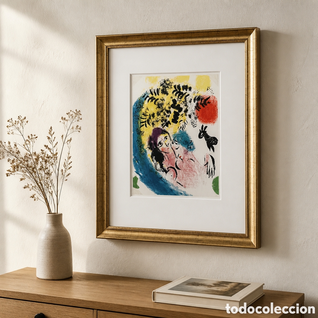 Arte: MARC CHAGALL . LITOGRAFIA . A&Ntilde;O 1960. MEDIDAS OBRA 32&times;24 cm . CON MARCO 55&times;45 cm