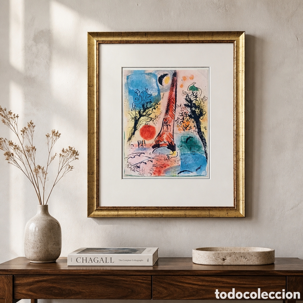 Arte: MARC CHAGALL . LITOGRAFIA . A&Ntilde;O 1963. MEDIDAS OBRA 32&times;24 cm . CON MARCO 55&times;45 cm