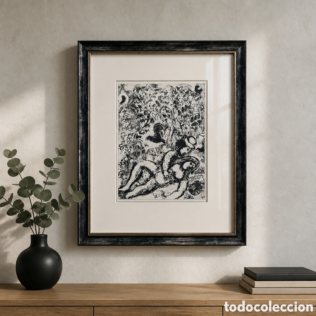 Arte: MARC CHAGALL . LITOGRAFIA . A&Ntilde;O 1969. MEDIDAS OBRA 32&times;24 cm . CON MARCO 55&times;45 cm