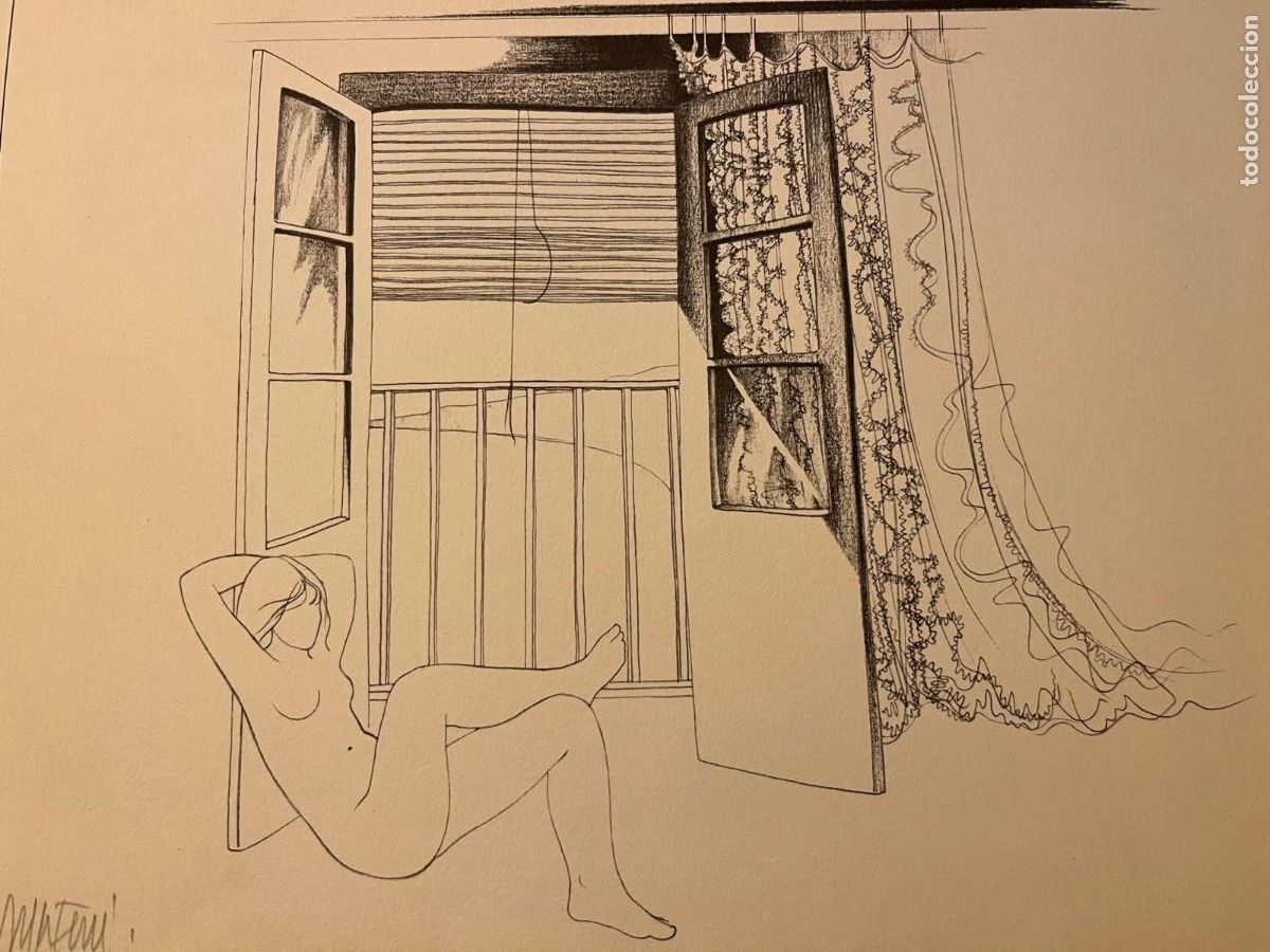 Arte: litografia de la hija de Joan Rabascall Reus Tarragona sra. Ferr&eacute; 27x33 ctms.
