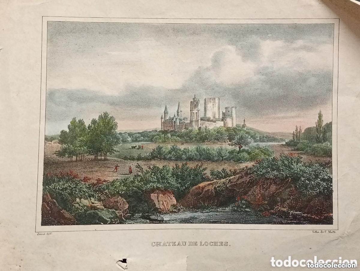 Art: CASTILLO CHATEAU DE LOCHES - LITOGRAF&Iacute;A A COLOR DE CHARLES MOTTE. PARIS