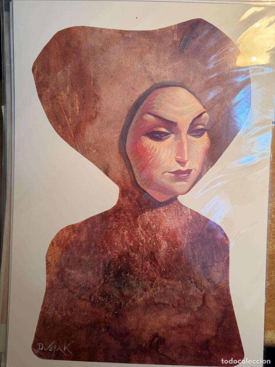 Arte: P- PINTURA SURREALISTA RETRATO FEMENINO CON TEXTURA ROJIZA FIRMADA DVORAK