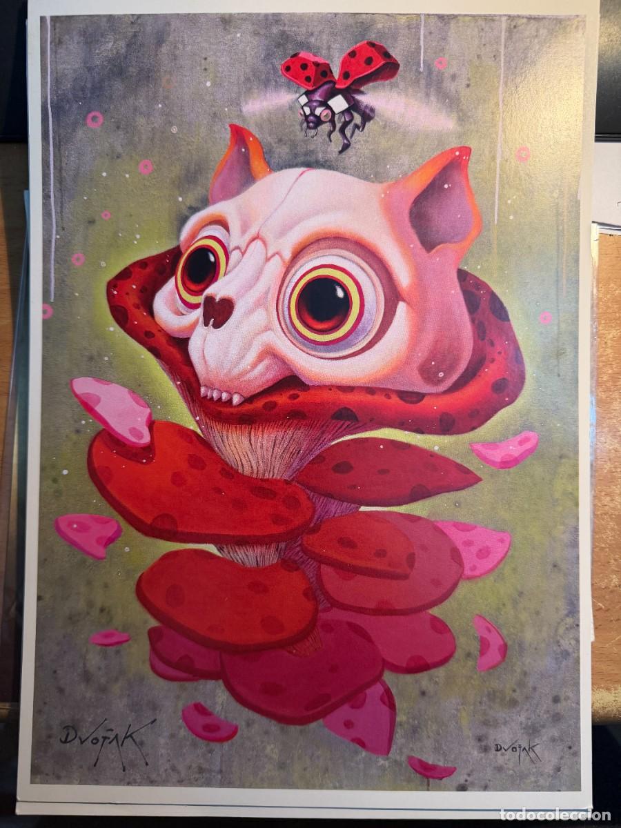 Arte: P- OBRA DE UNA CRIATURA FANTASTICA CON UN CRANEO Y UNA MARIQUITA FIRMADA DVOJAK