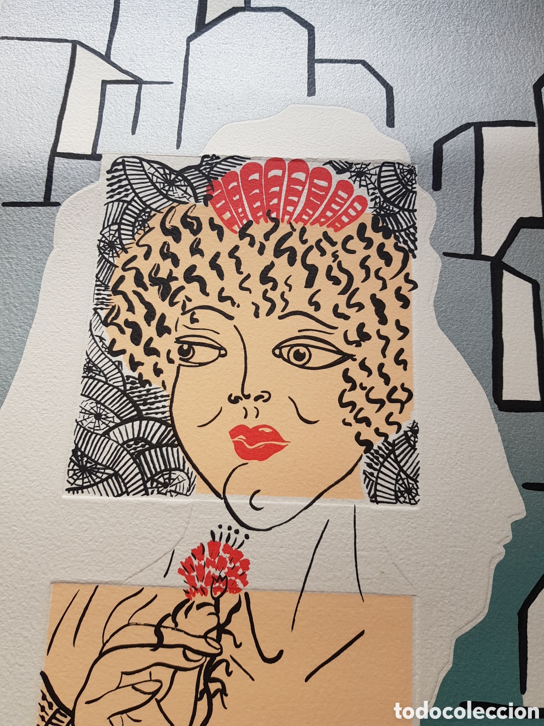 Arte: Litografia numerada rosa Yag&uuml;e - Foto 5