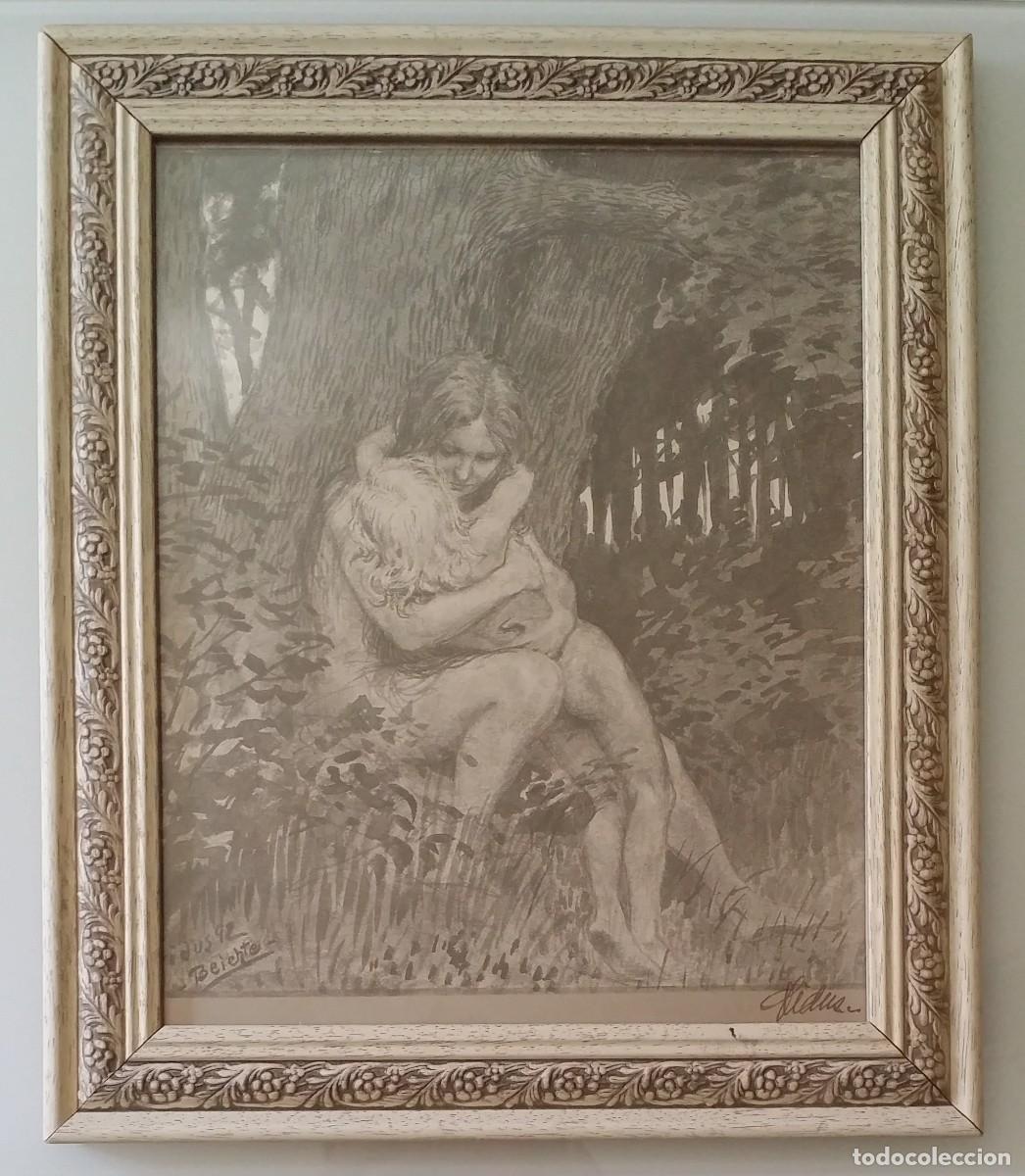 Arte: Fidus (1868-1948) Confesi&oacute;n, litograf&iacute;a firmada a mano / 1892.