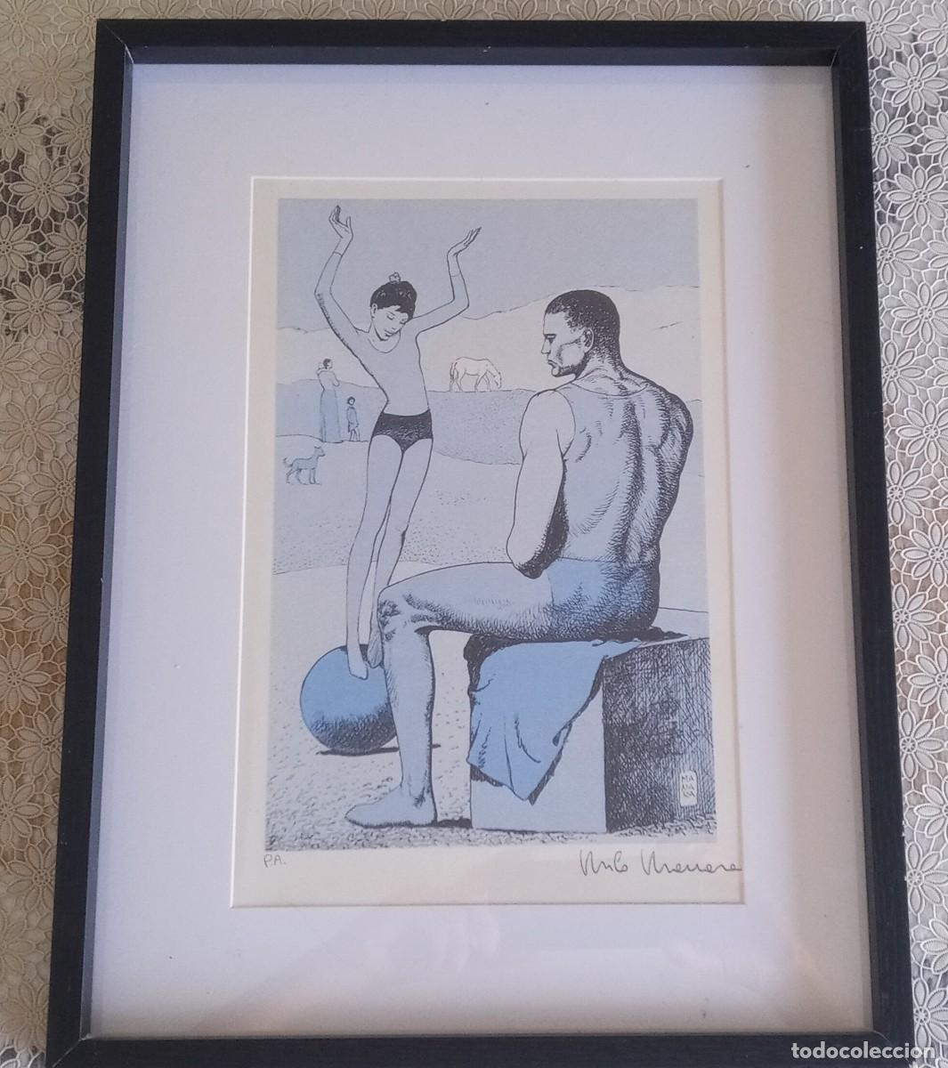 Arte: Prueba de artista firmada por Milo Manara que reinterpreta una obra del periodo rosa de Picasso