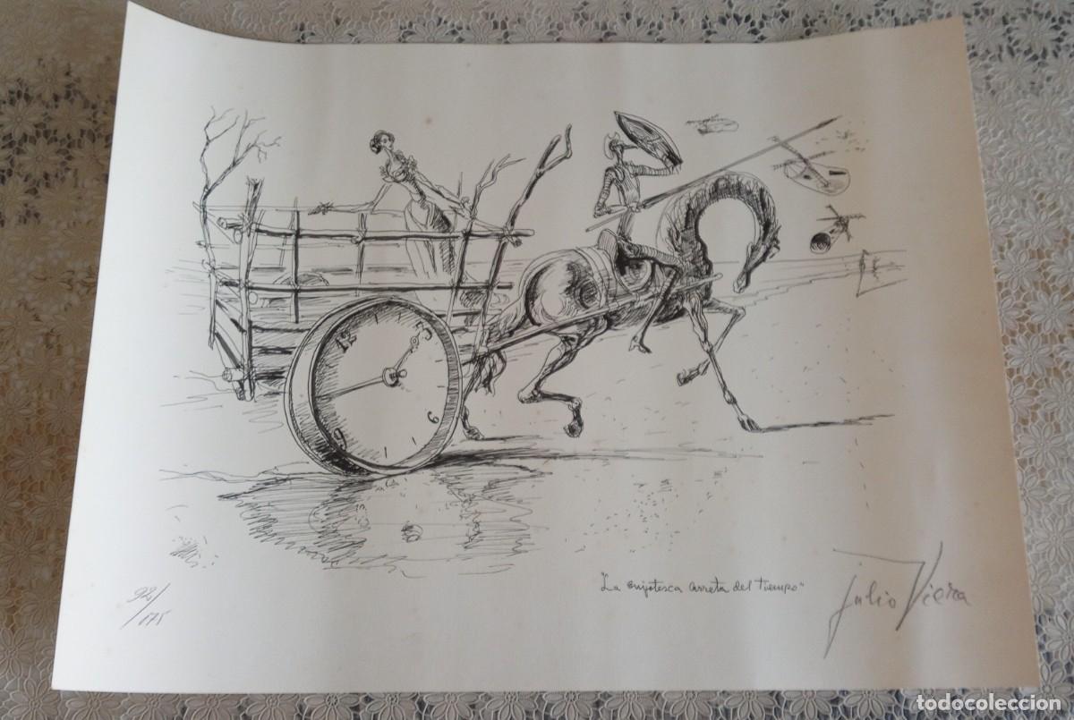 Arte: Litograf&iacute;a dibujo firmado edici&oacute;n limitada por pintor Julio Viera homenaje Don Quijote de la Mancha