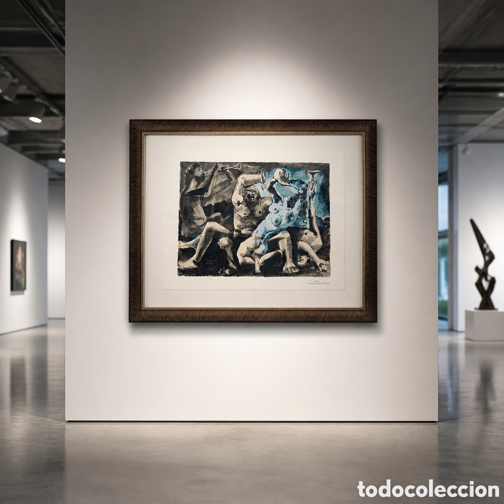 Arte: Pablo Picasso (1881-1973) BACANAL II. A&Ntilde;O 1955. LITOGRAFIA A COLOR FIRMADA EN PLANCHA . OBRA 63&times;48