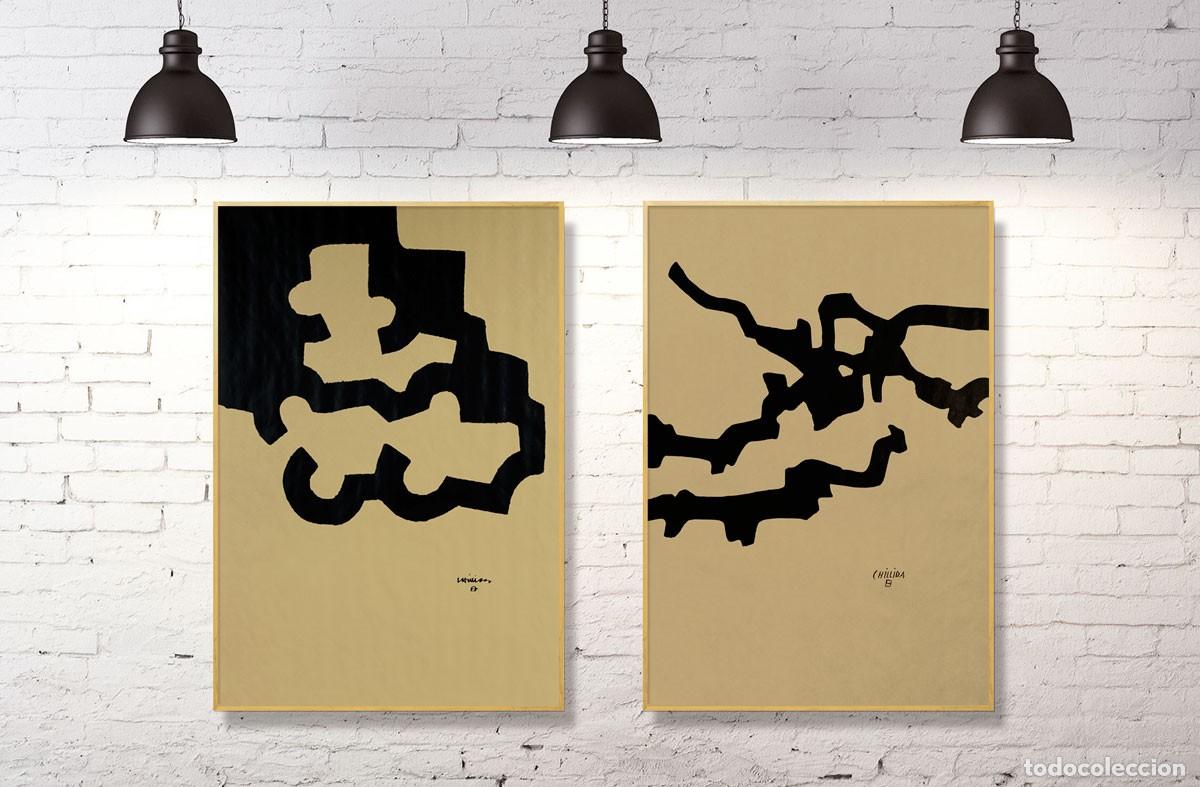 Arte: OFERTA 2 OBRAS CHILLIDA 80x55cm PEQUE&Ntilde;O DEFECTO