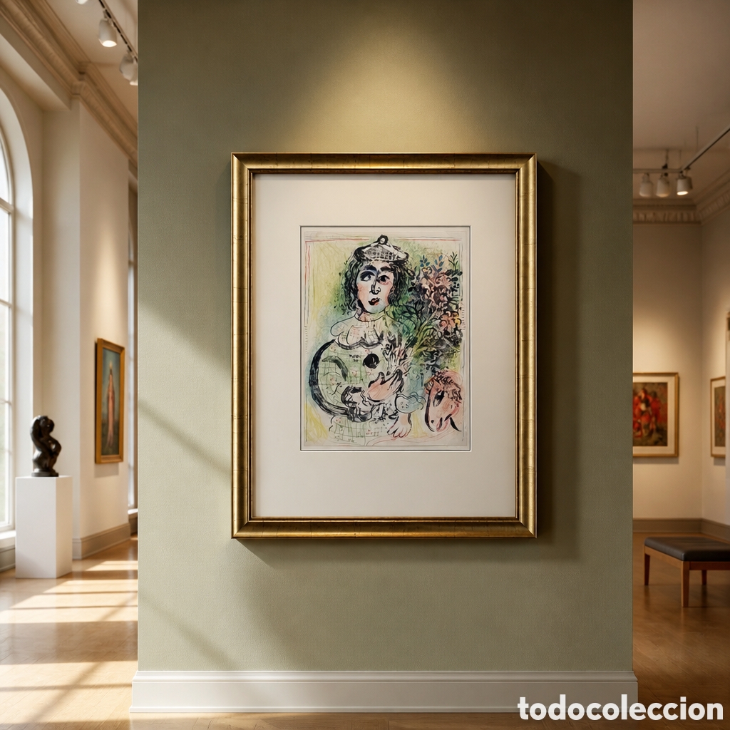 Arte: MARC CHAGALL . LITOGRAFIA . MEDIDAS OBRA 32&times;24 cm . CON MARCO 55&times;45 cm