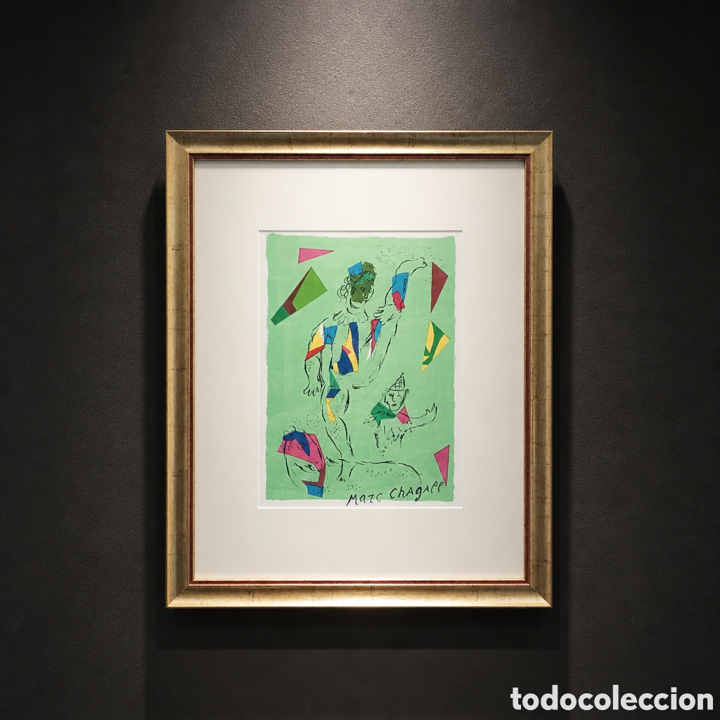 Arte: MARC CHAGALL . LITOGRAFIA . MEDIDAS OBRA 32&times;24 cm . CON MARCO 55&times;45 cm