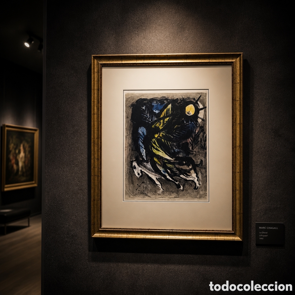 Arte: MARC CHAGALL . LITOGRAFIA . MEDIDAS OBRA 32&times;24 cm . CON MARCO 55&times;45 cm