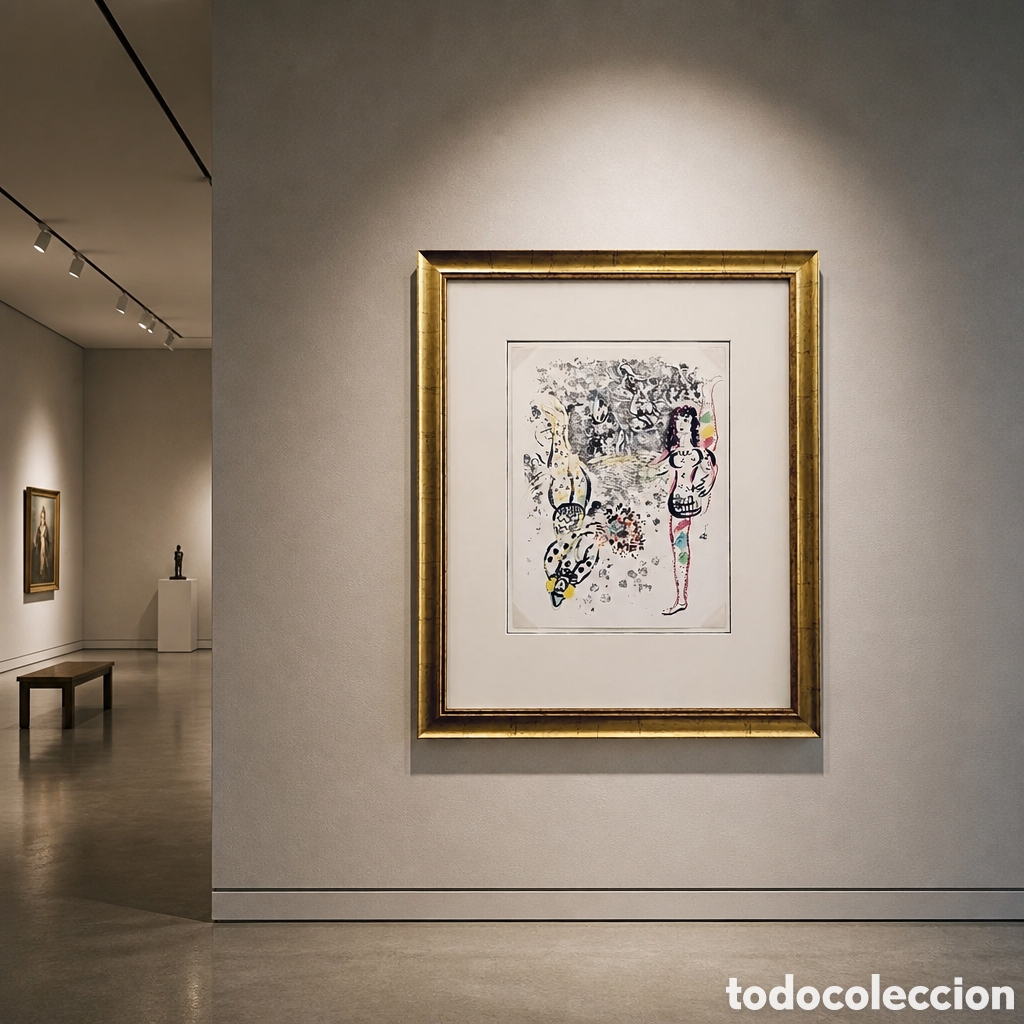 Arte: MARC CHAGALL . LITOGRAFIA . MEDIDAS OBRA 32&times;24 cm . CON MARCO 55&times;45 cm