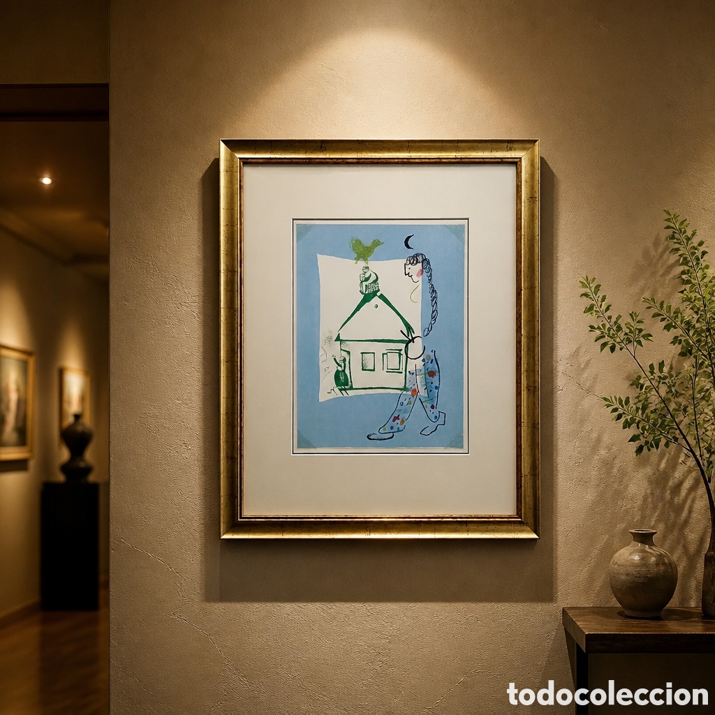 Arte: MARC CHAGALL . LITOGRAFIA . MEDIDAS OBRA 32&times;24 cm . CON MARCO 55&times;45 cm
