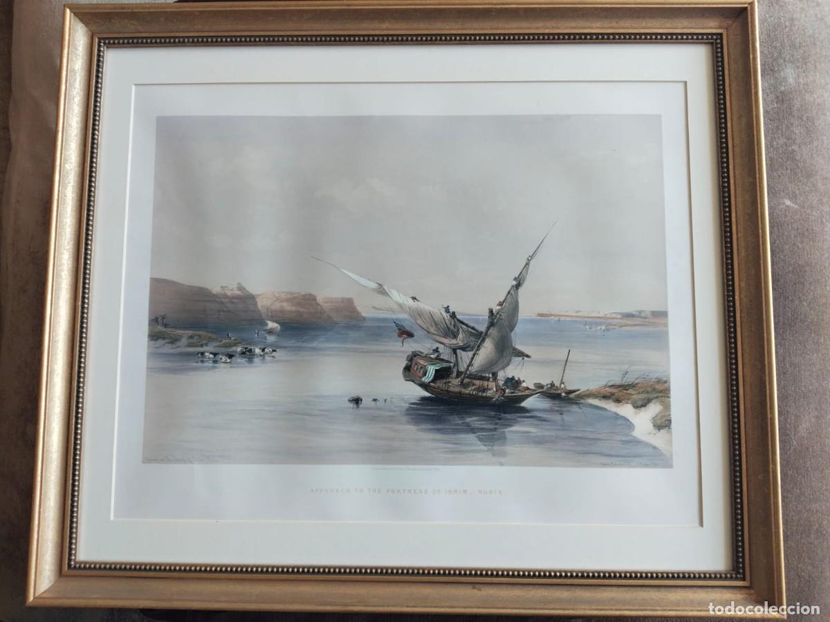 Arte: Litograf&iacute;a original David Roberts 1847 ``Approaching to the Fortress of Ibrim, Nubia&acute;&acute;