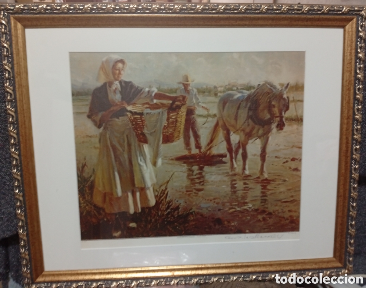 Arte: Cuadro Enmarcado &rdquo;Remendadora de Redes&rdquo; - Alacreu - &iexcl;FIRMADO Y DEDICADO A MANO POR EL AUTOR!