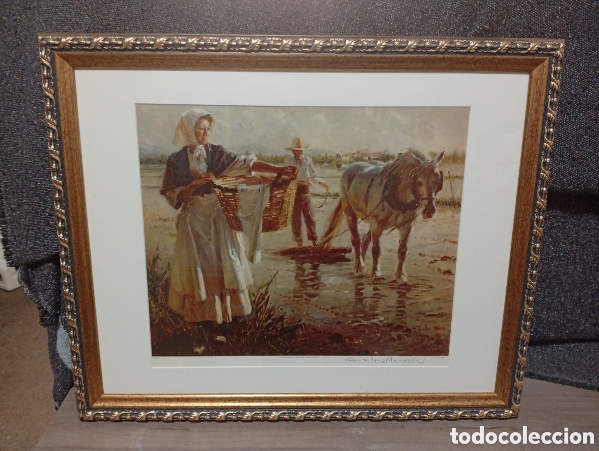 Arte: Cuadro Enmarcado &rdquo;Escena Costumbrista Valenciana&rdquo; - Litograf&iacute;a Juan Gonz&aacute;lez Alacreu