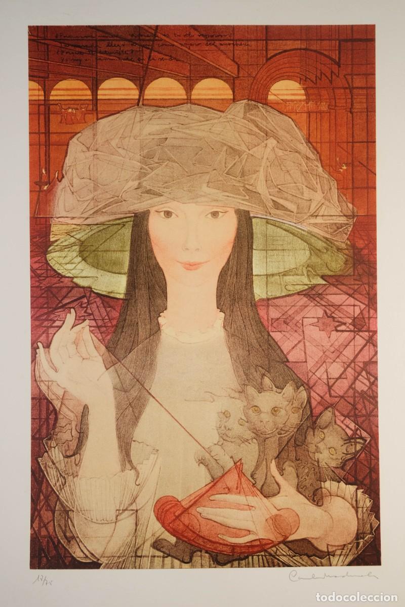 Arte: CARLES MADIROLES (Barcelona, 1934 - 2007) Litograf&iacute;a 18/75 Mujer con sombrero Firmada a l&aacute;piz