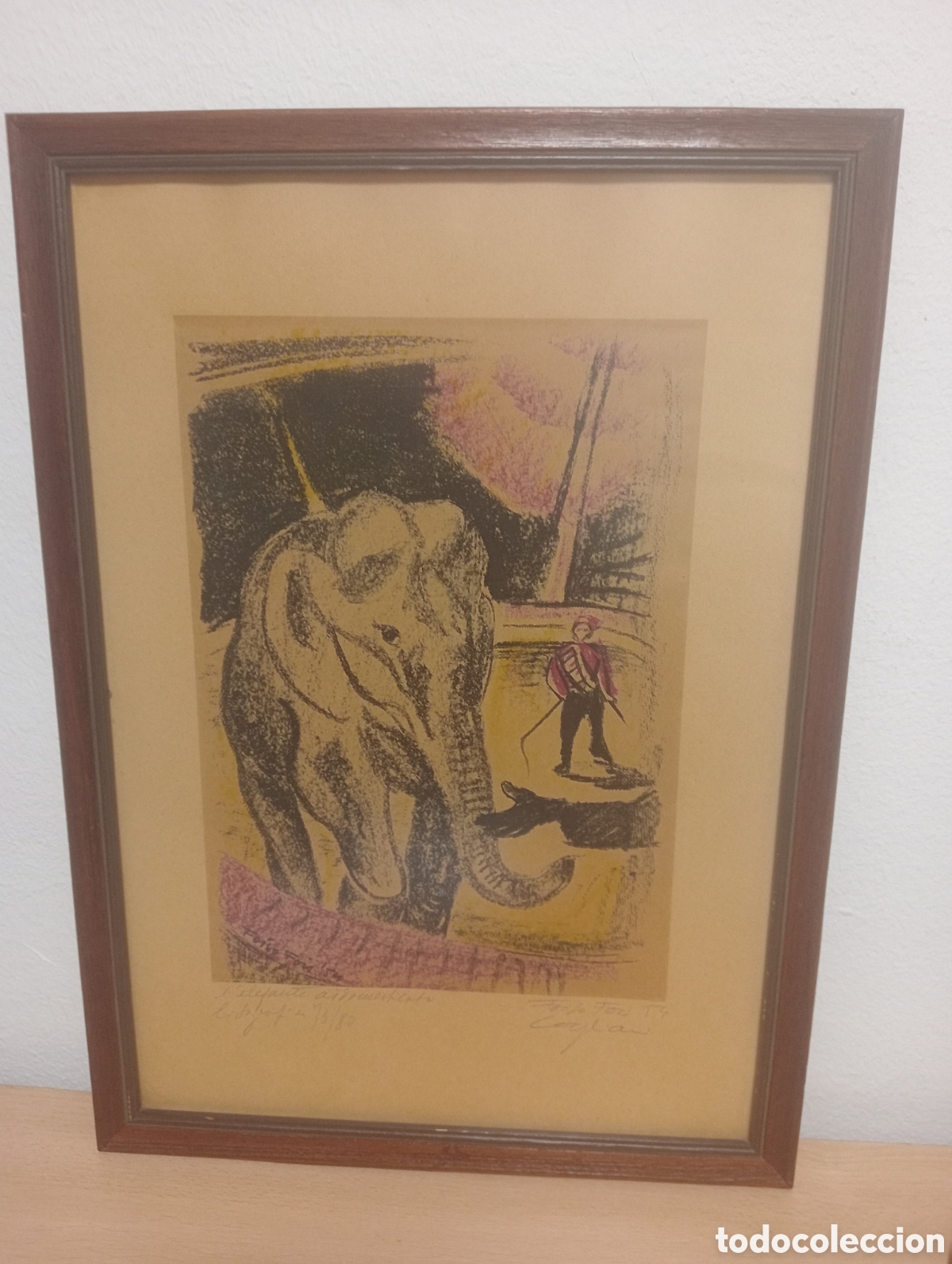 Arte: Litograf&iacute;a original de Foiso fois 73/80 firmada a mano por el autor y fechada 1954 medidas 34x23