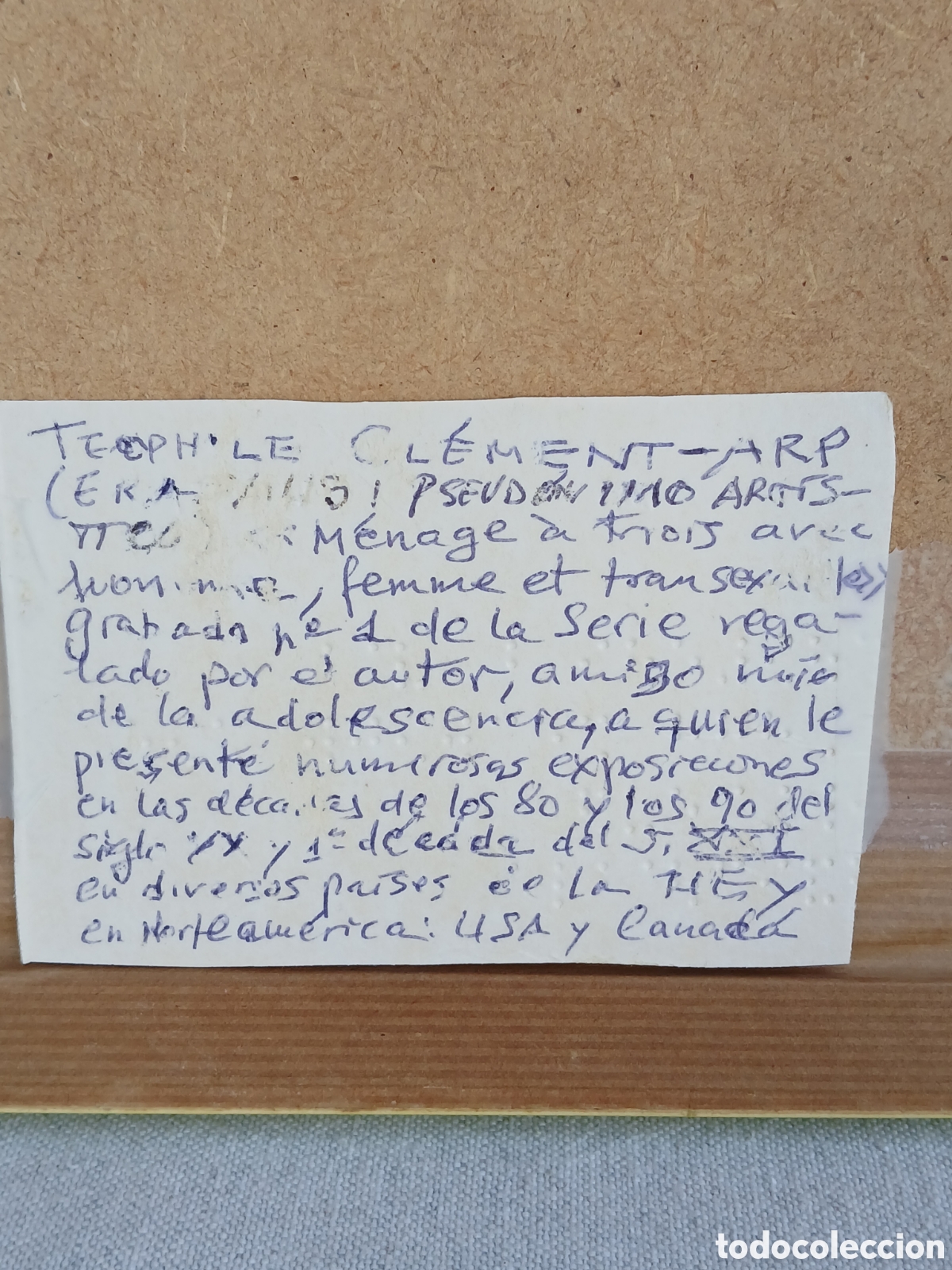 Arte: Arte erotico. Litograf&iacute;a edici&oacute;n limitada (1/12). Menaje a troix. Cristal de protecci&oacute;n