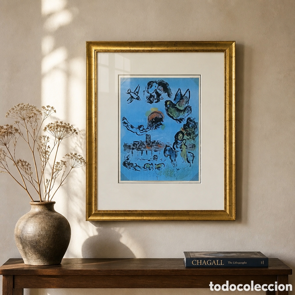 Arte: MARC CHAGALL . LITOGRAFIA . MEDIDAS OBRA 32&times;24 cm . CON MARCO 55&times;45 cm