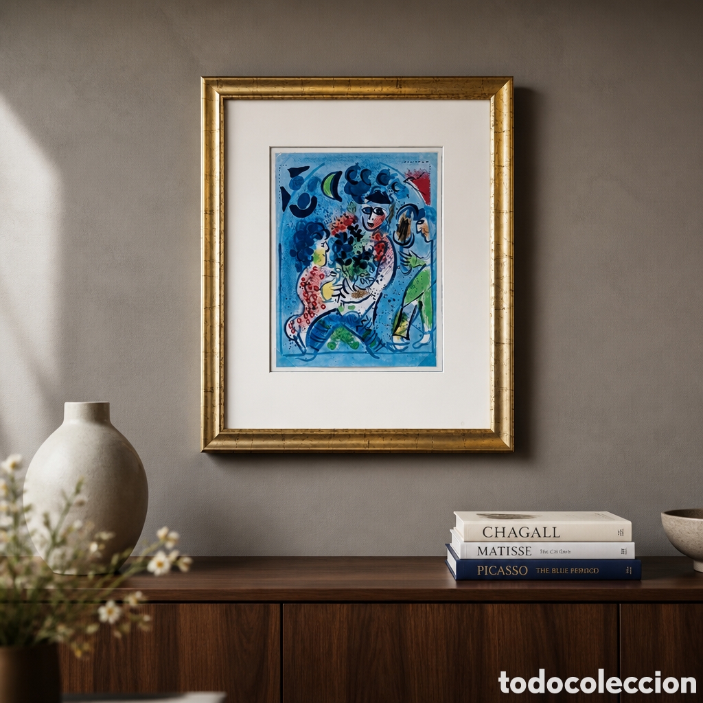 Arte: MARC CHAGALL . LITOGRAFIA . MEDIDAS OBRA 32&times;24 cm . CON MARCO 55&times;45 cm