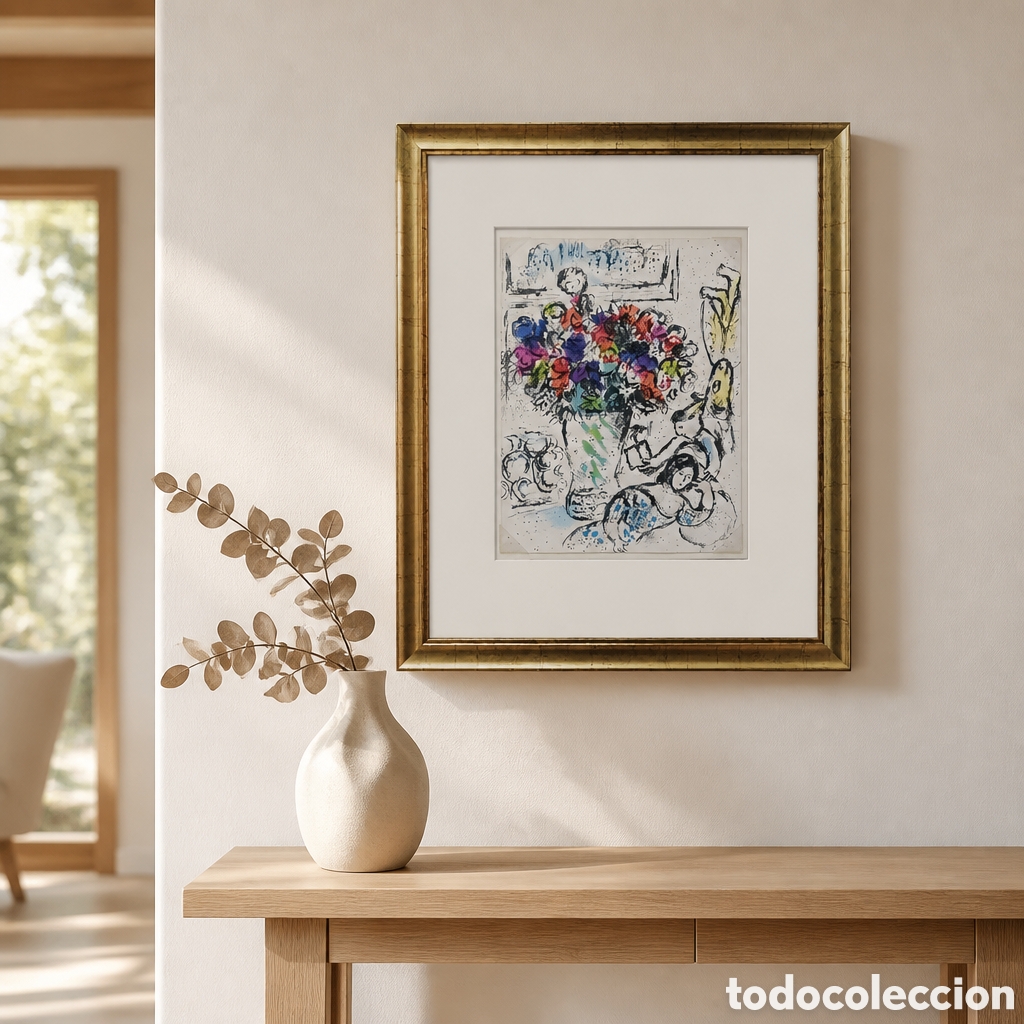 Arte: MARC CHAGALL . LITOGRAFIA . MEDIDAS OBRA 32&times;24 cm . CON MARCO 55&times;45 cm